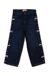 Girls Bow Pearl Denim Jeans